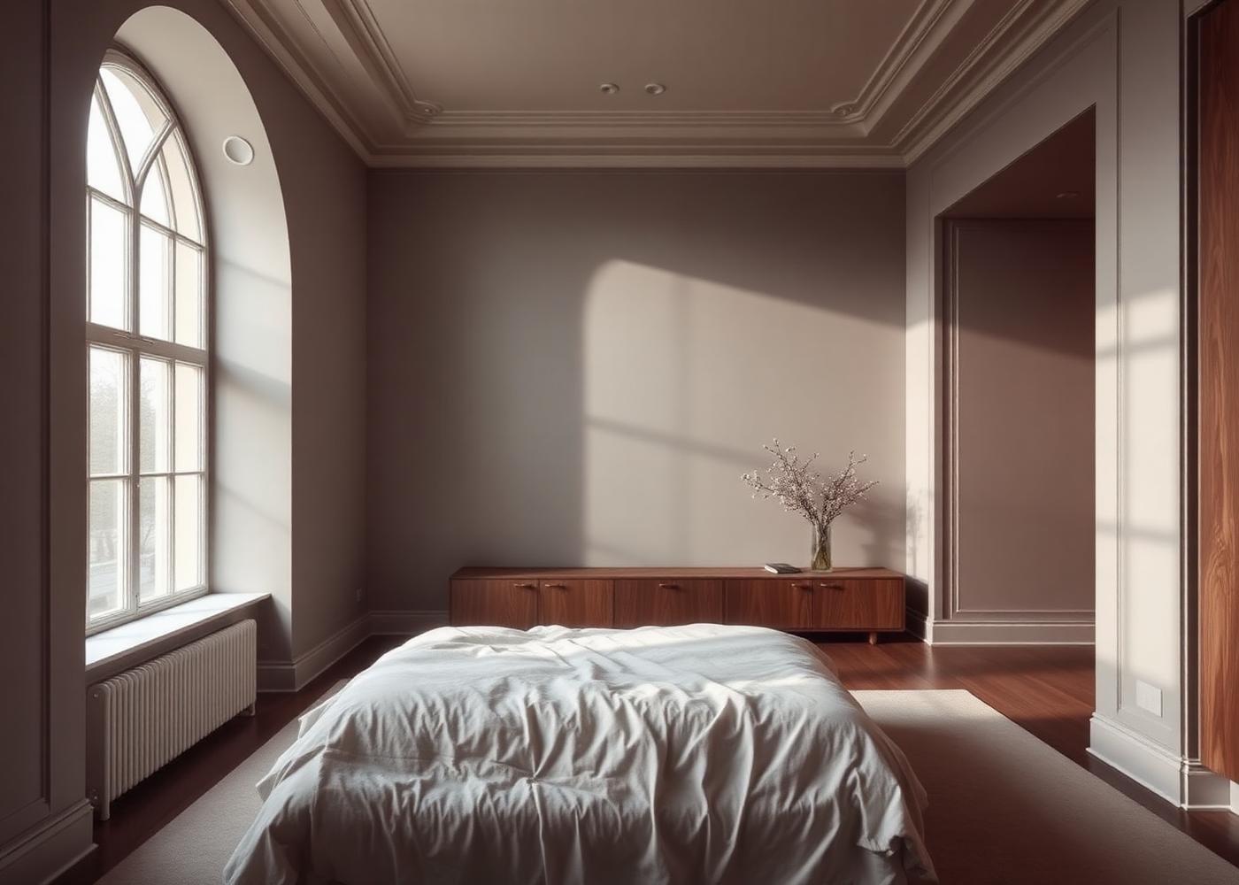 Cinematic bedroom with north light